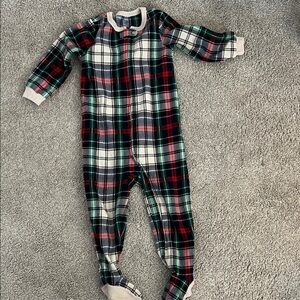 GAP Kids Plaid Footed One Piece - Red, Green, Black